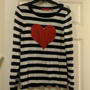 Striped Sweater with Heart on Chest